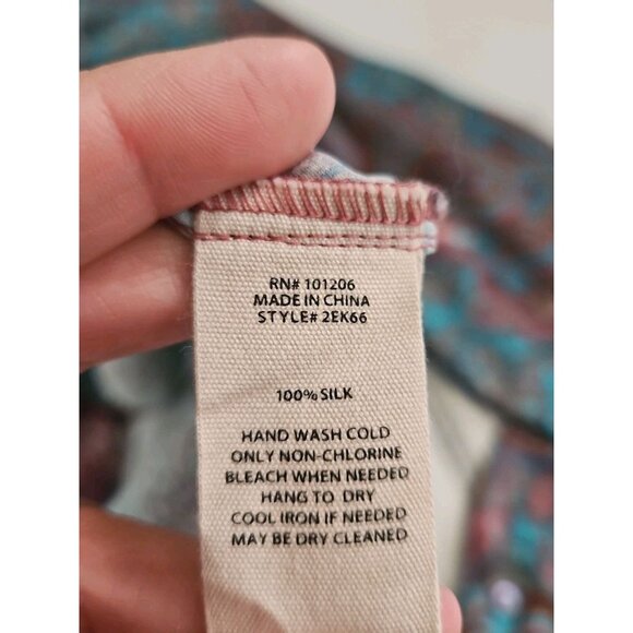 Soft Surroundings Silk Paisley Button Down Long Sleeve Vibrant Blouse Medium - Picture 5 of 6